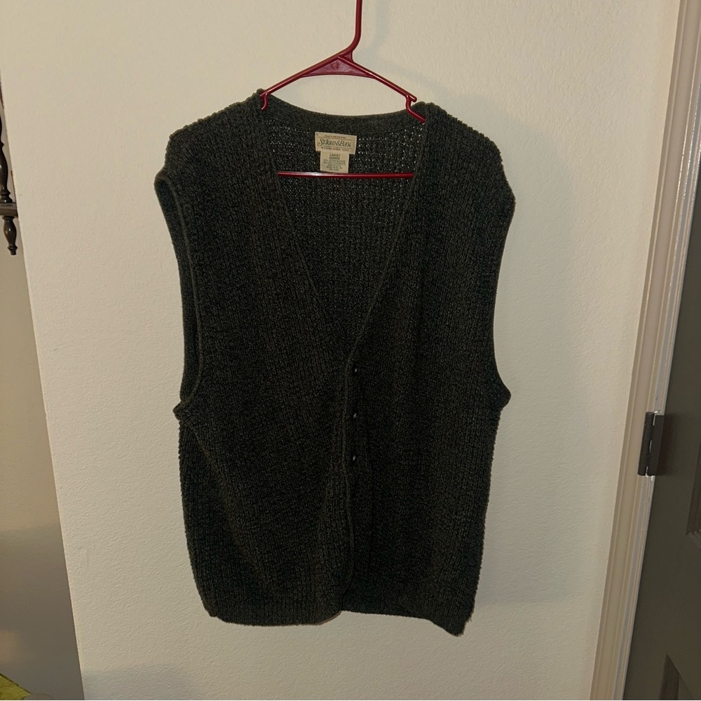Vintage Grandpa Core St. John's Bay Dark Green Knit Sweater Vest